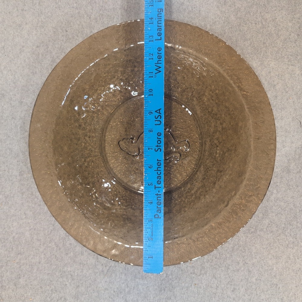 Southwestern Kokopelli Textured Smoke Glass Large Serving Bowl Brown Centerpiece - Picture 2 of 4